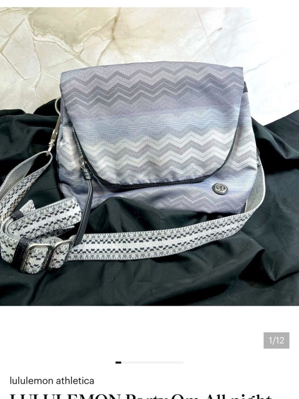 lululemon athletica Gray Party omChevron Crossbody Bag with Patterned Strap